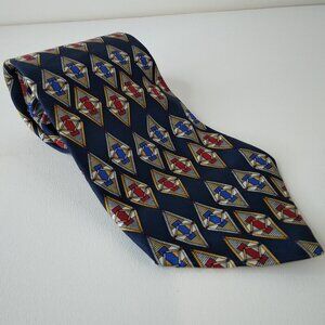 Christian Dior Cravate Blue Print 100% Silk Necktie Tie